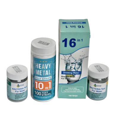 bacteria kit including water test, chemical and heavy metal strips